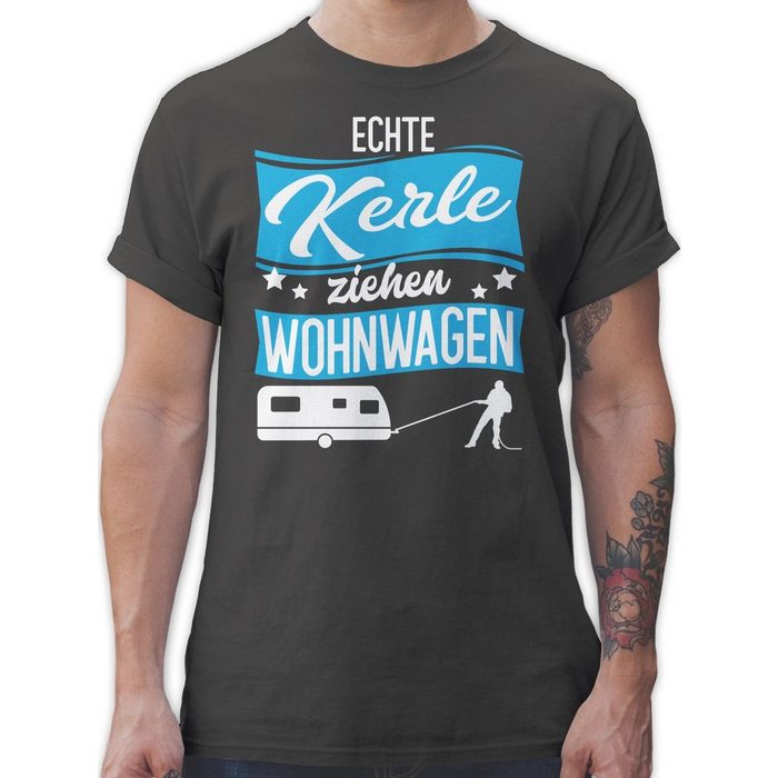 Shirtracer T-Shirt Echte Kerle ziehen Wohnwagen - weiß/blau - Herren & Männer Geschenke - Herren Premium T-Shirt camping tshirt herren - wohnmobil t shirt - männer tshirts sprüche