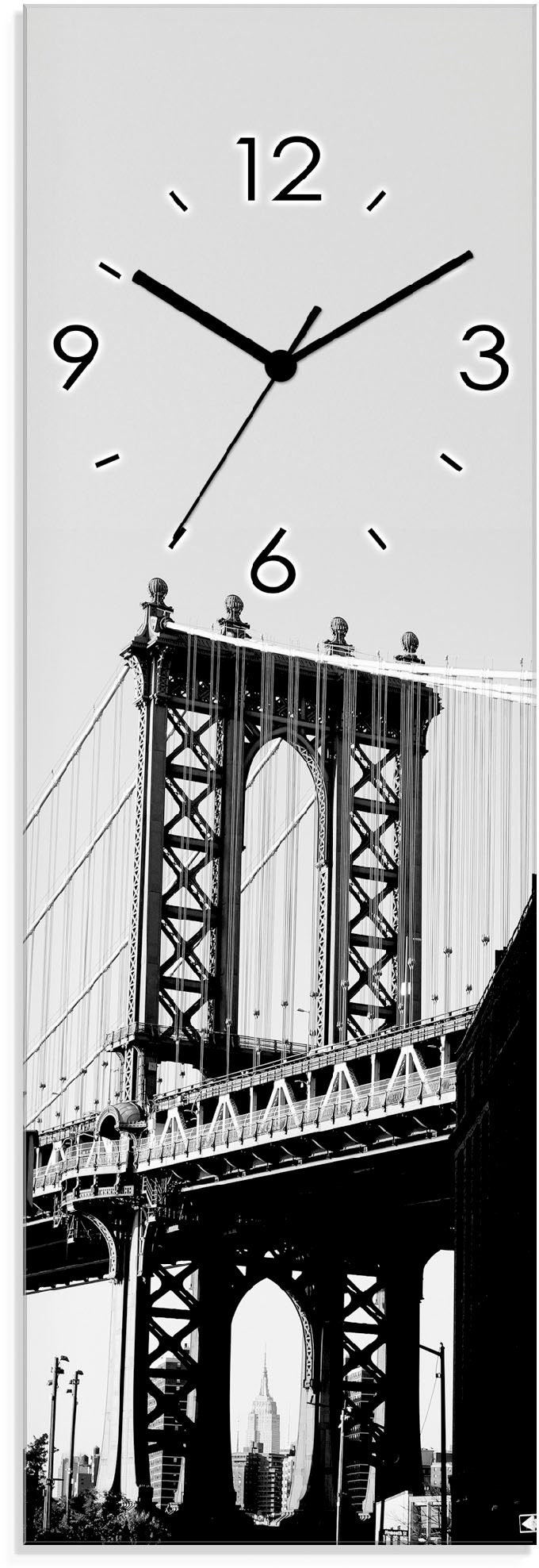 (wahlweise Funkuhrwerk, Dumbo mit Bridge lautlos York oder ohne Tickgeräusche) Quarz- Wanduhr Manhattan New Artland
