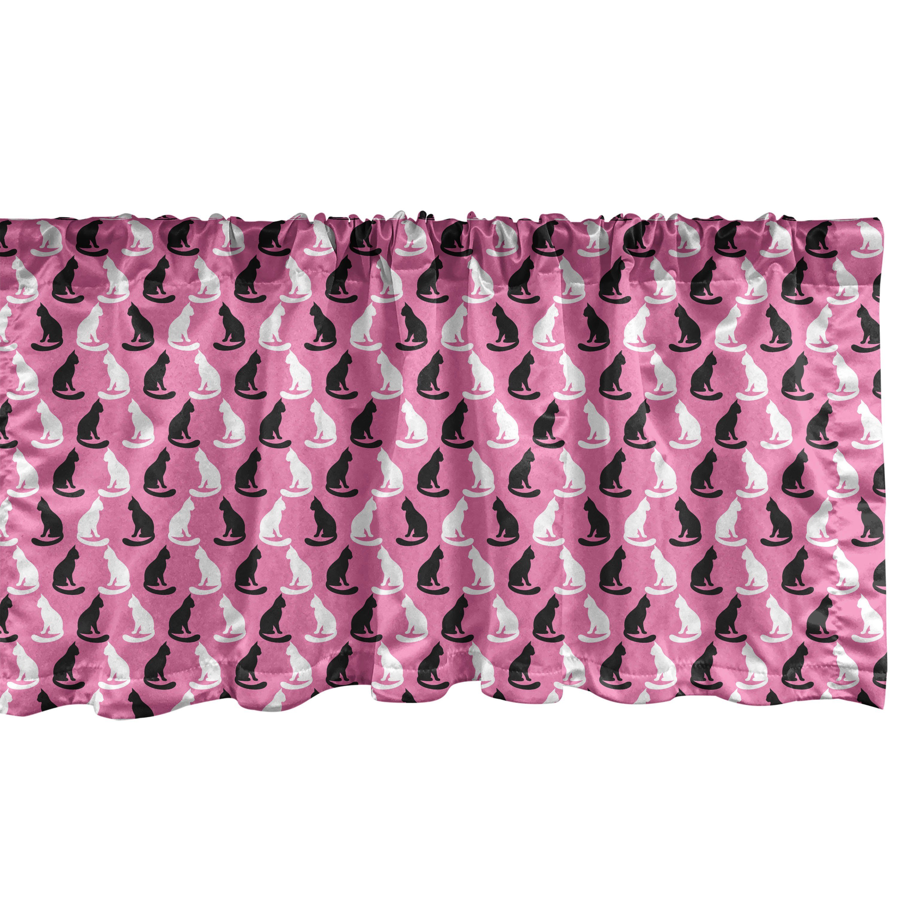 Scheibengardine Vorhang Volant für Küche Schlafzimmer Dekor mit Stangentasche, Abakuhaus, Microfaser, Kätzchen Katzen Kunst Sich gegen