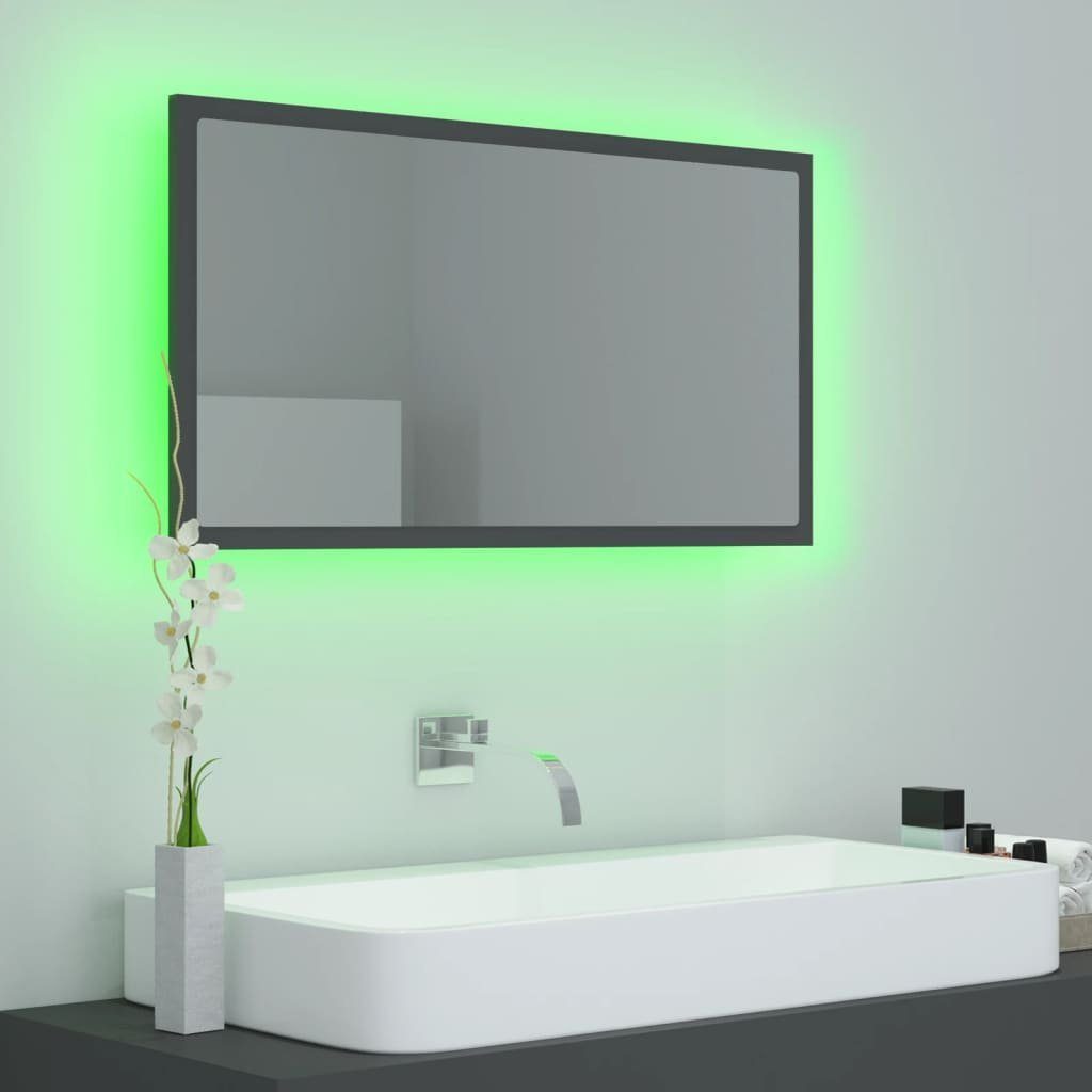(1-St) LED-Badspiegel Acryl vidaXL Grau Badezimmerspiegelschrank 80x8,5x37 cm
