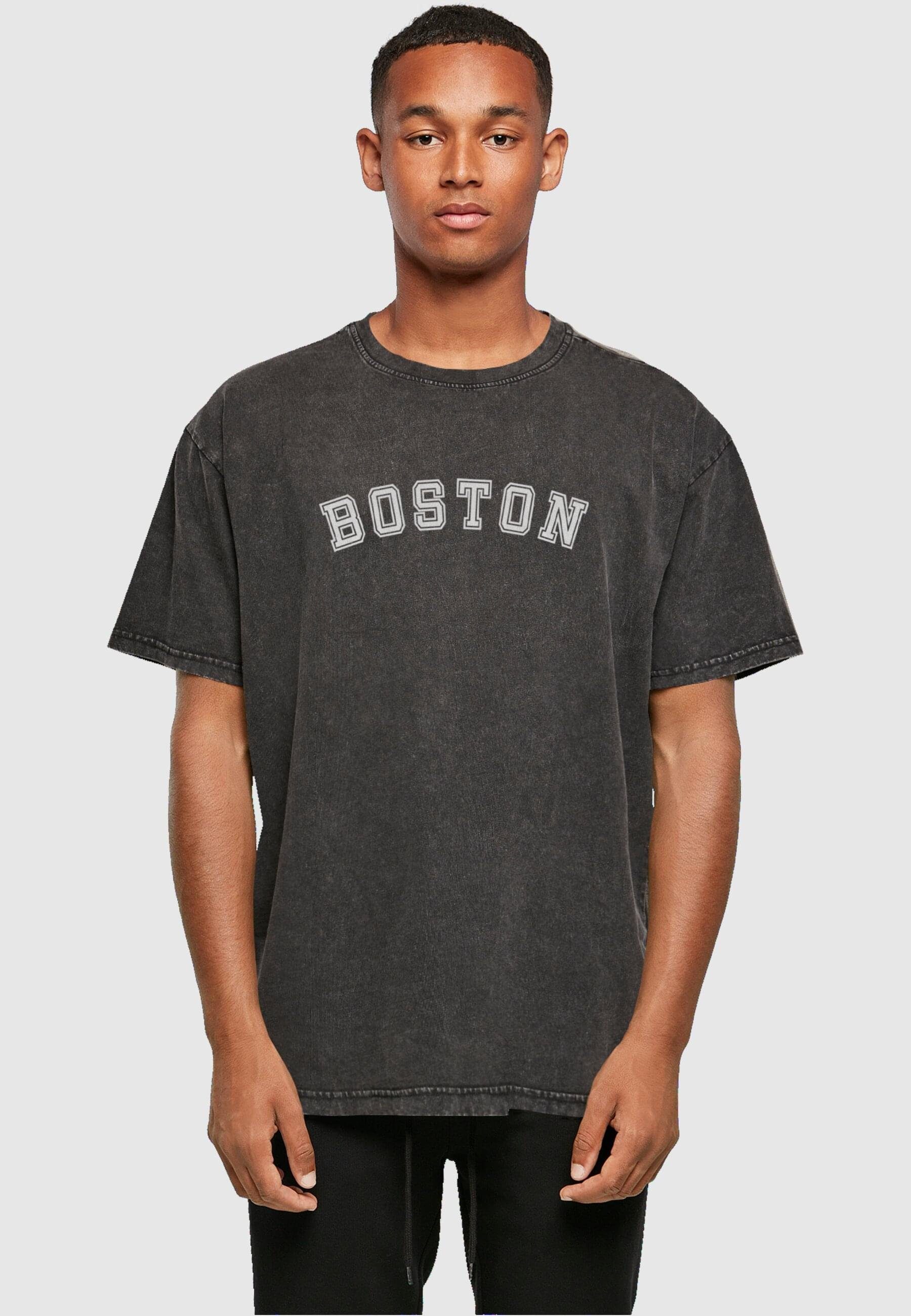 Boston Herren (1-tlg) X Washed Tee Heavy black Merchcode T-Shirt Oversize Acid