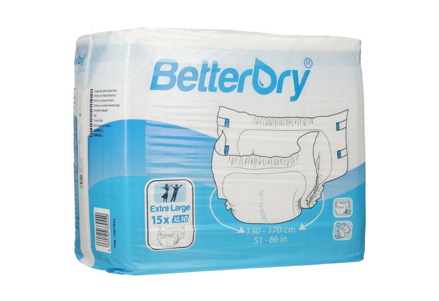 BetterDry Windeln BETTERDRY Inkontinenzslip XL10 110-150 cm 15St PZN 15617924