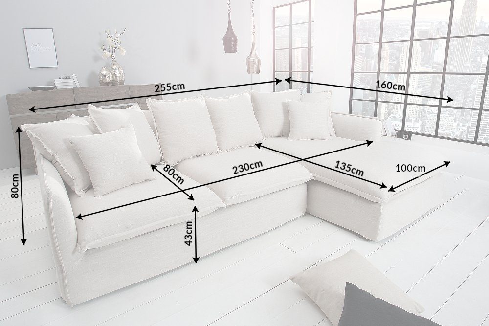 riess-ambiente Ecksofa HEAVEN Kissen 255cm natur, 1 · mit Leinen · Wohnzimmer Teile, · Einzelartikel Landhausstil