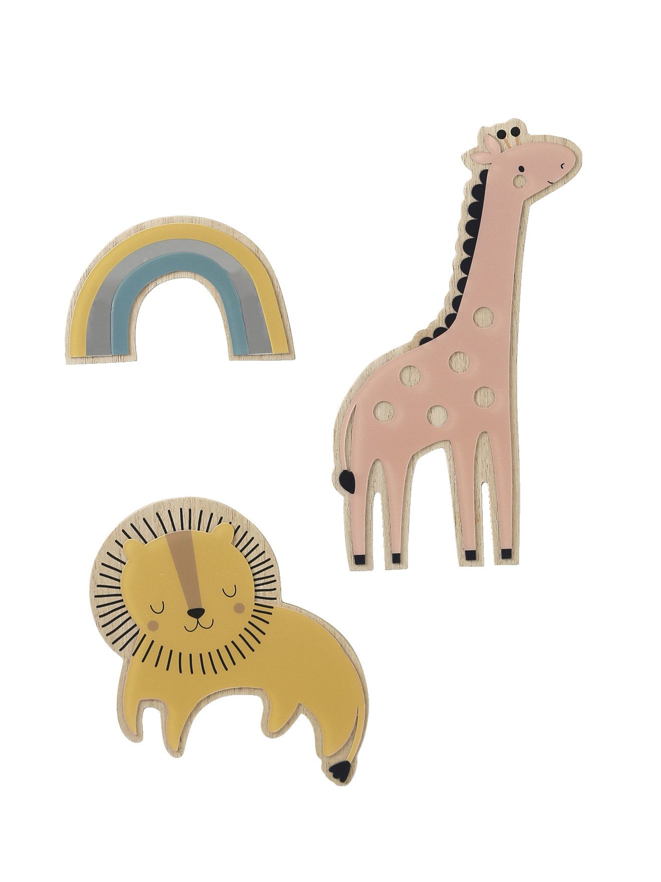 Wanddekoobjekt 3er-Set Kinderzimmer Wand-Deko PANDAFREUNDE