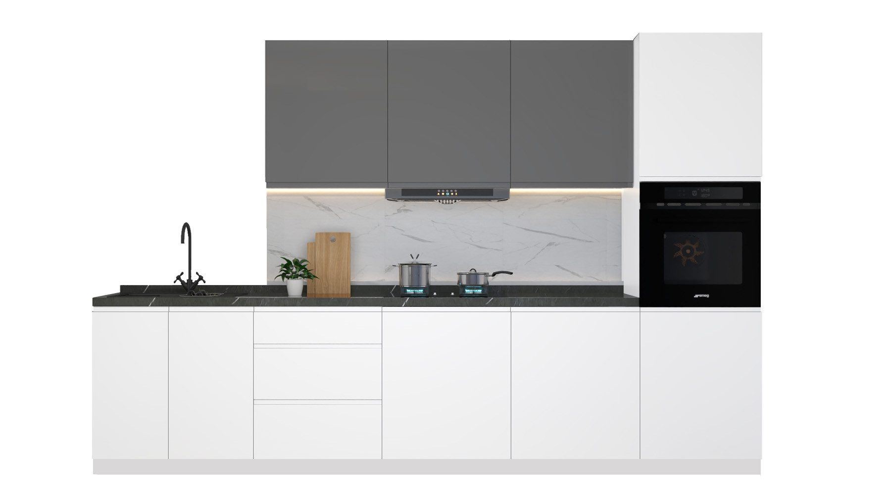 ROYAL24_MARKT Küchenzeile Velmora Küchenzeile KÜ09 – 320 cm – Küchenblock für moderne Wohnräume, (Komplett Set), Zeitlos - Exklusiv - Top Qualität