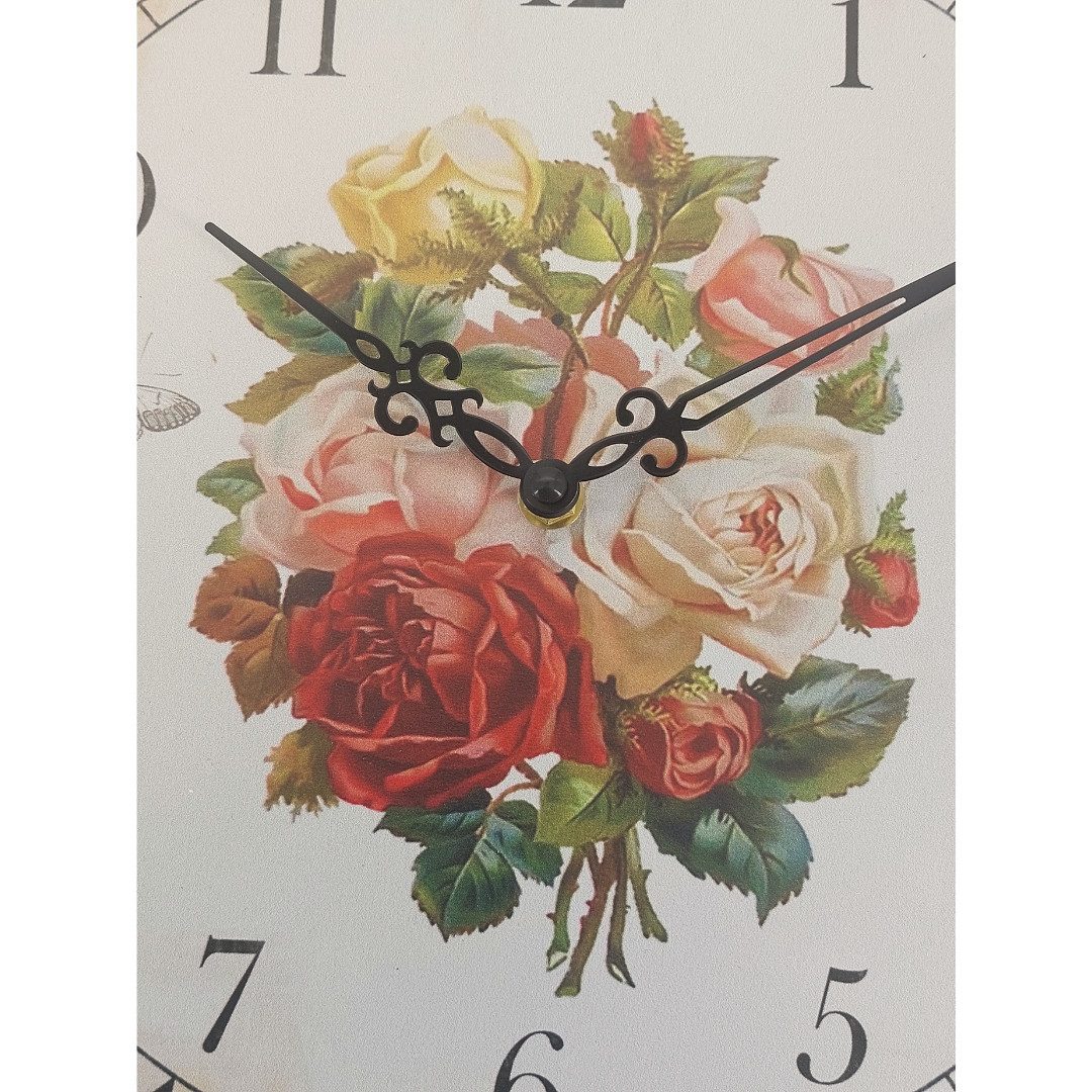 abc HOME Wanduhr, mit Motiv, Rosen, Quarzuhrwerk, batteriebetrieben, 30 cm Ø