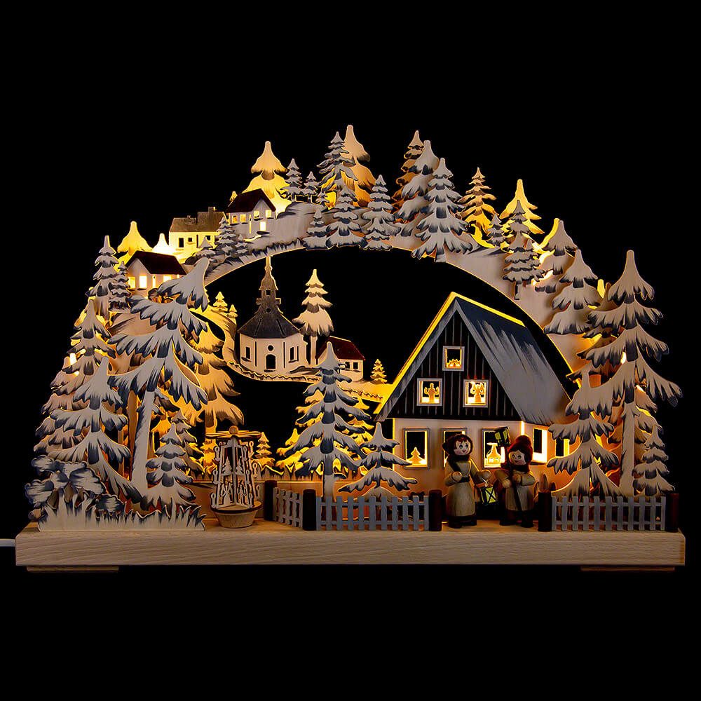 RATAGS Kunsthandwerk Schwibbogen Schwibbogen Laternenschein grau (43x30cm) von RATAGS Holzdesign