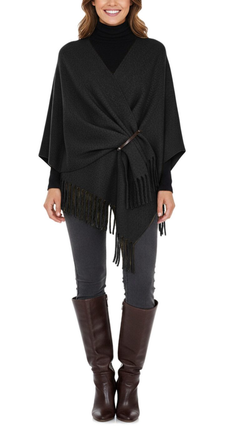 dy_mode Strickponcho 3-in-1 Damen Poncho, Umhang, Stola & Winterschal mit F günstig online kaufen