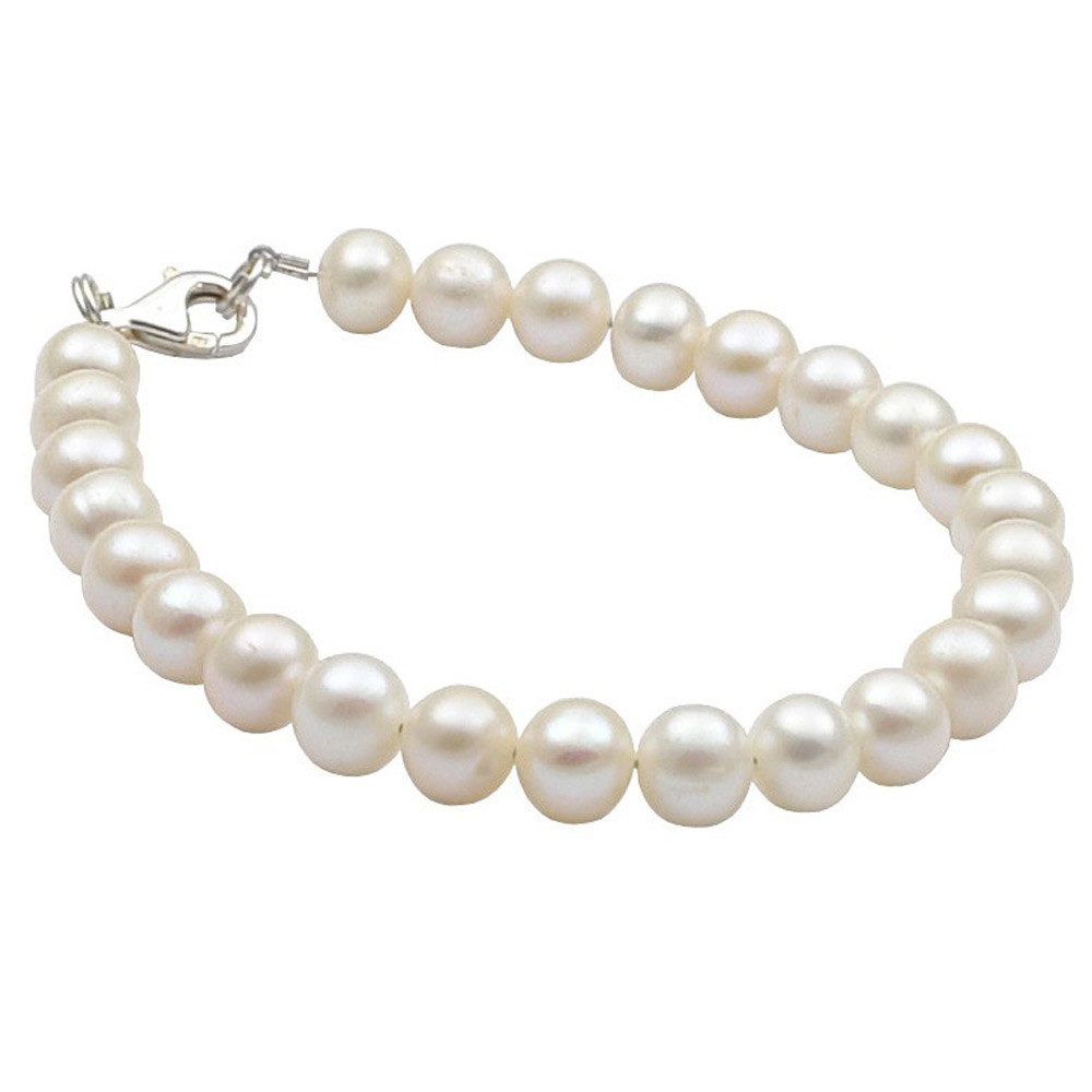 Perlenarmband Armband aus Süßwasser-Zuchtperlen, creme-weiß