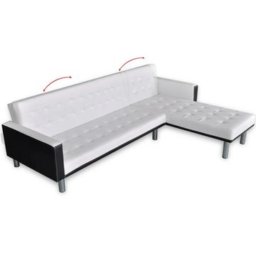 vidaXL Sofa Ecksofa mit Schlaffunktion Kunstleder Weiß