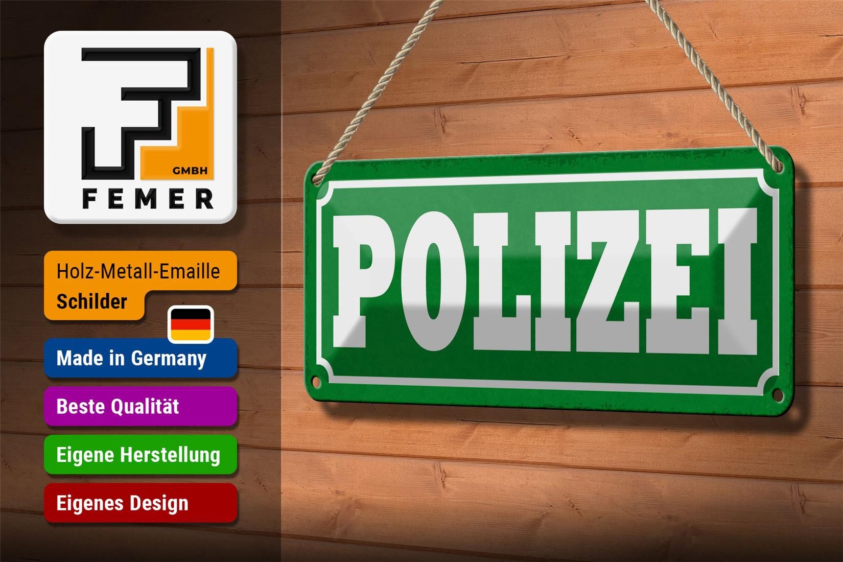 Femer GmbH Metallschild Hinweis 27x10cm Polizei, (1 St), gewölbte Oberfläche, abgerundete Ecken, umgeschlagene Kanten