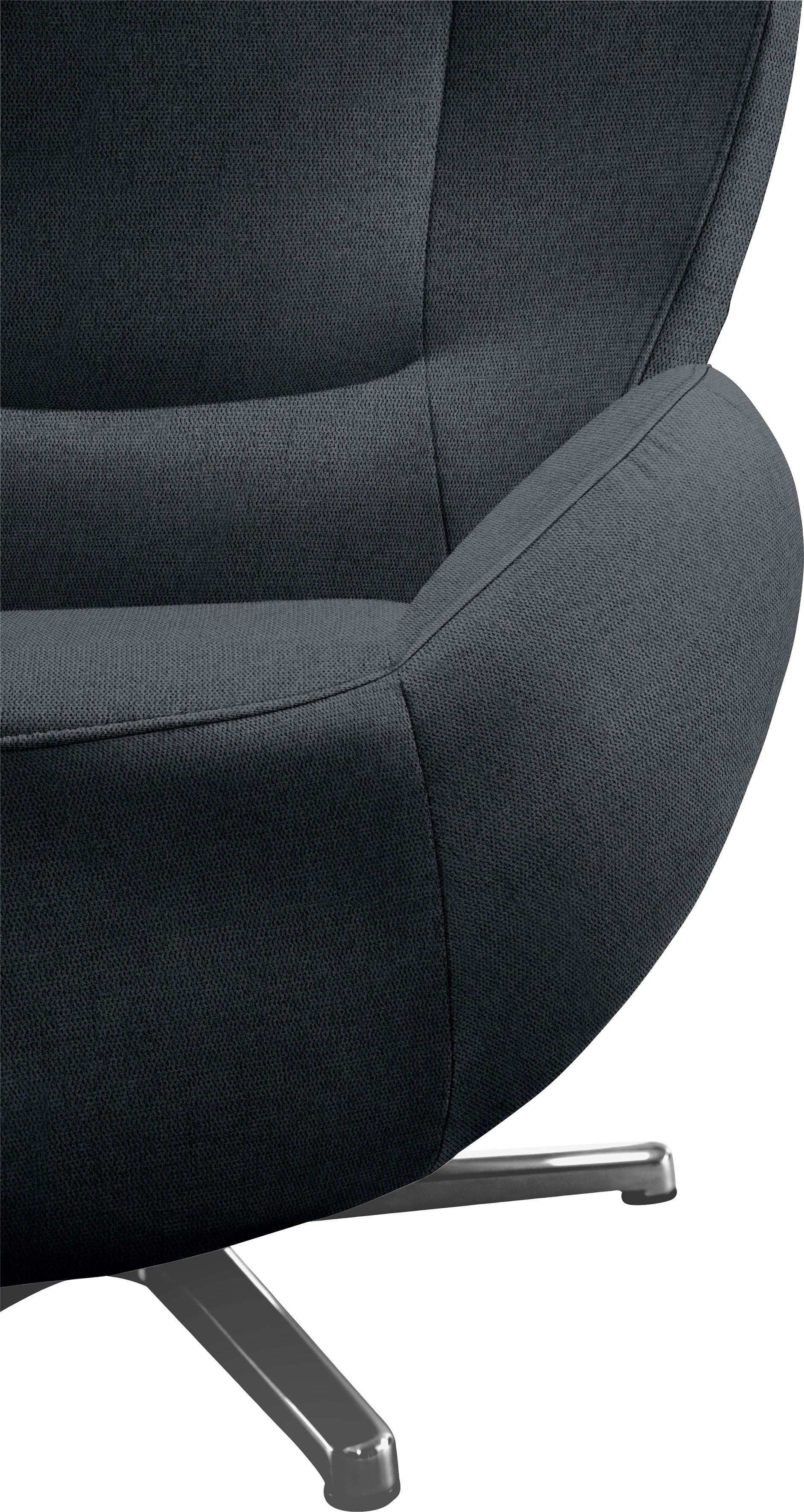 Loungesessel PURE, TOM in Metall-Drehfuß mit TOM HOME Chrom TAILOR