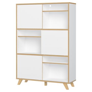Lomadox Aktenregal HOLM-01, Büro Möbel Set mit 160 cm Schreibtisch Highboard weiß Eiche