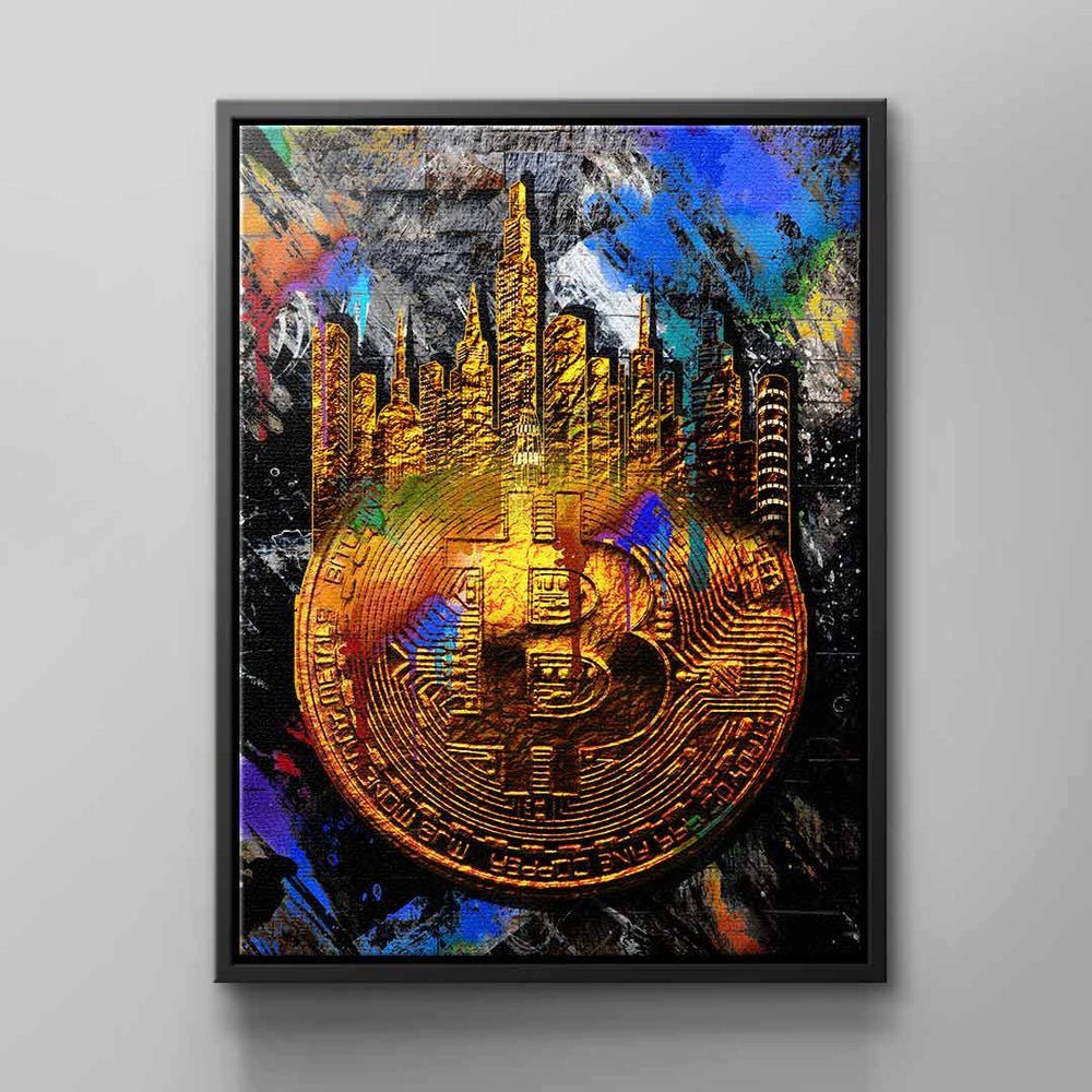 DOTCOMCANVAS® Leinwandbild, Wandbild für Bitcoin & Crypto Fans von DOTCOM CANVAS schwarzer Rahmen