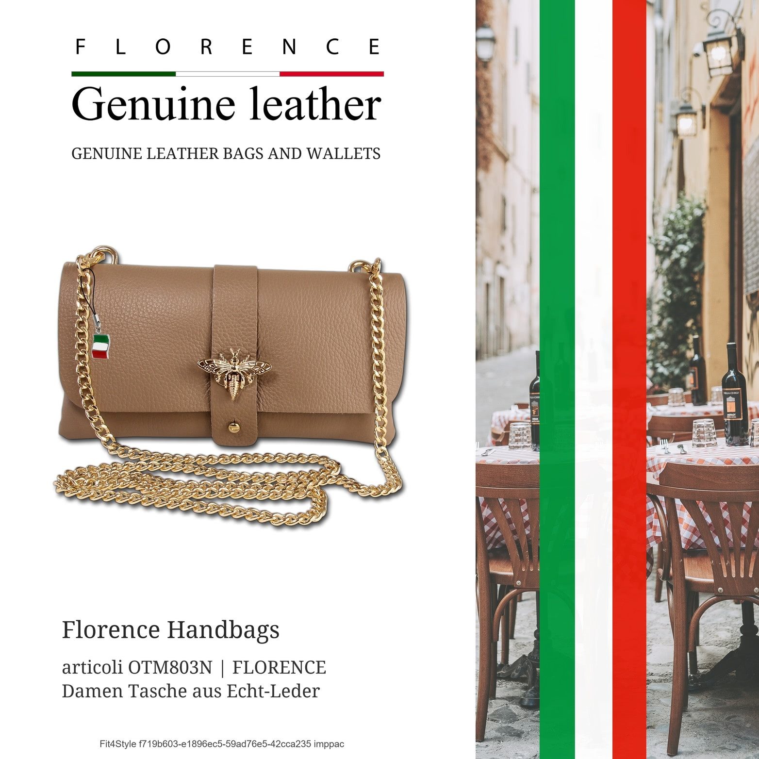 FLORENCE Clutch Florence Damen Schultertasche Clutch (Clutch, Clutch), Damen Tasche Echtes Leder taupe, beige klein 23x12x3cm