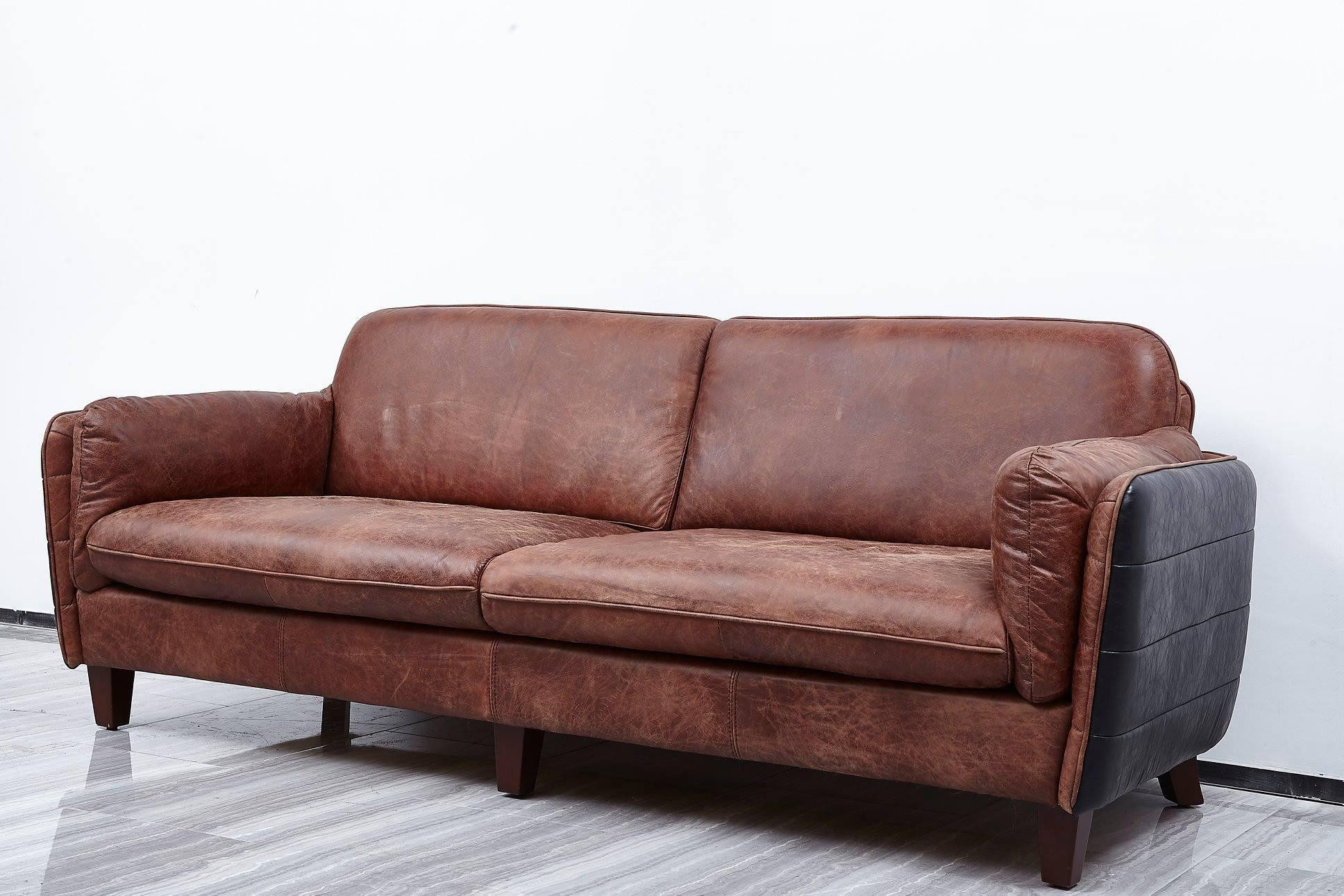 Xlmoebel Polstergarnitur Vintage Echtleder Sofa im Loft-Stil für elegantes Wohnen, (1-tlg., Sofagarnitur 3+2 Sitzer), Hergestellt in Europa