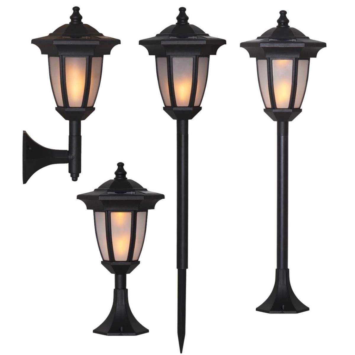 STAR TRADING LED Laterne LED Solar Laterne 4in1 Tisch/Boden/Wand LED Lichtsensor schwarz, LED Classic, gelb