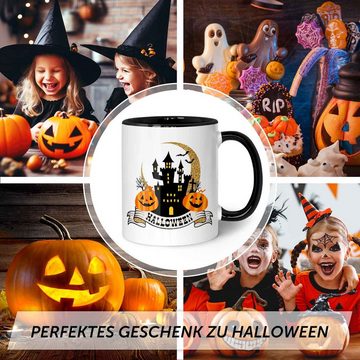 GRAVURZEILE Tasse mit Motiv im Halloween Schloss Design, Keramik, 330 ml