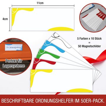 TOBJA Magnettafel 50 Magnetstreifen 110x40mm zum beschriften, (Packung), Für Metallregale & Lagersysteme und als Whiteboard Zubehör