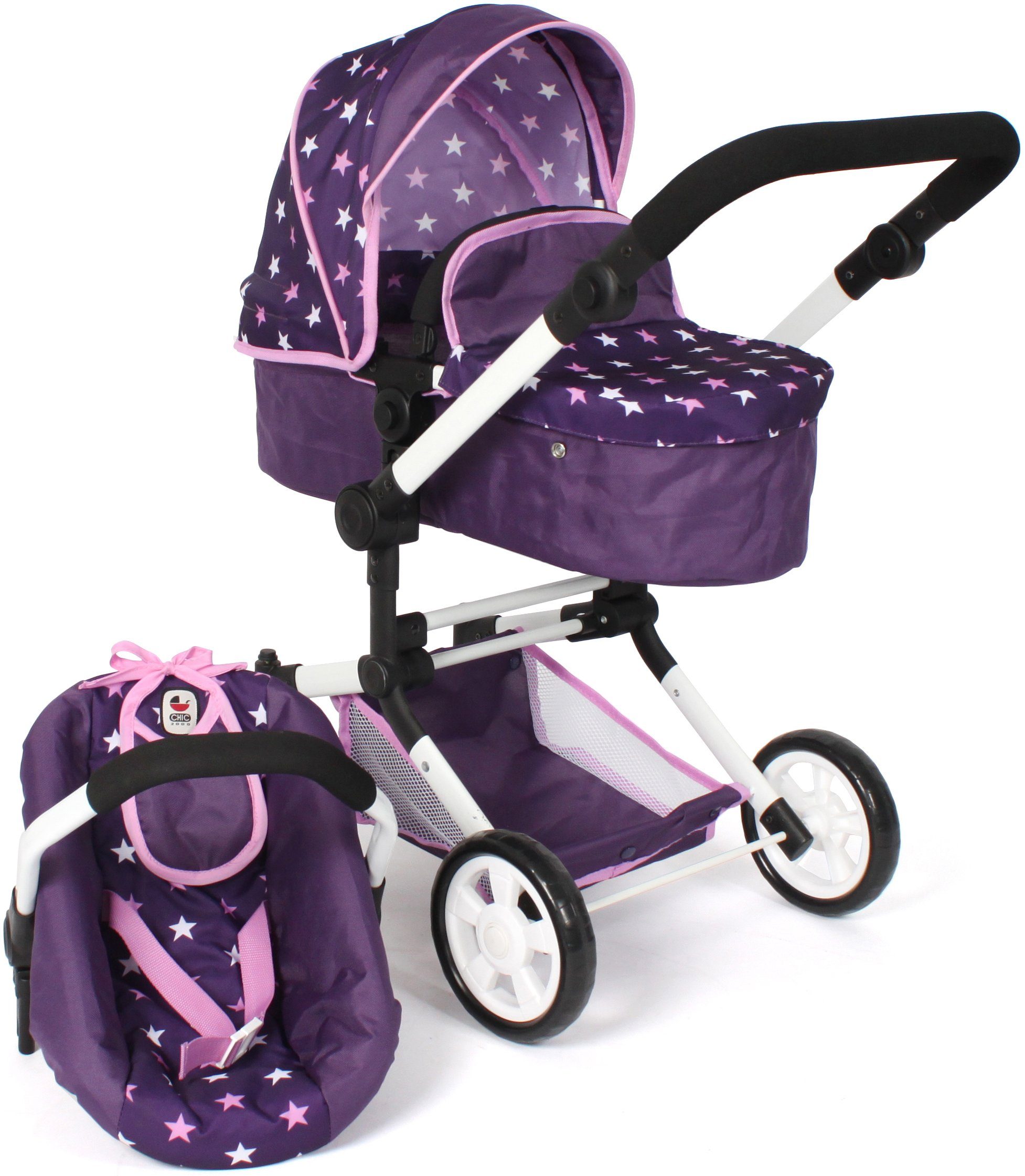 CHIC2000 Kombi-Puppenwagen Linus, Stars Lila, (Set), mit Babywanne und Auto günstig online kaufen