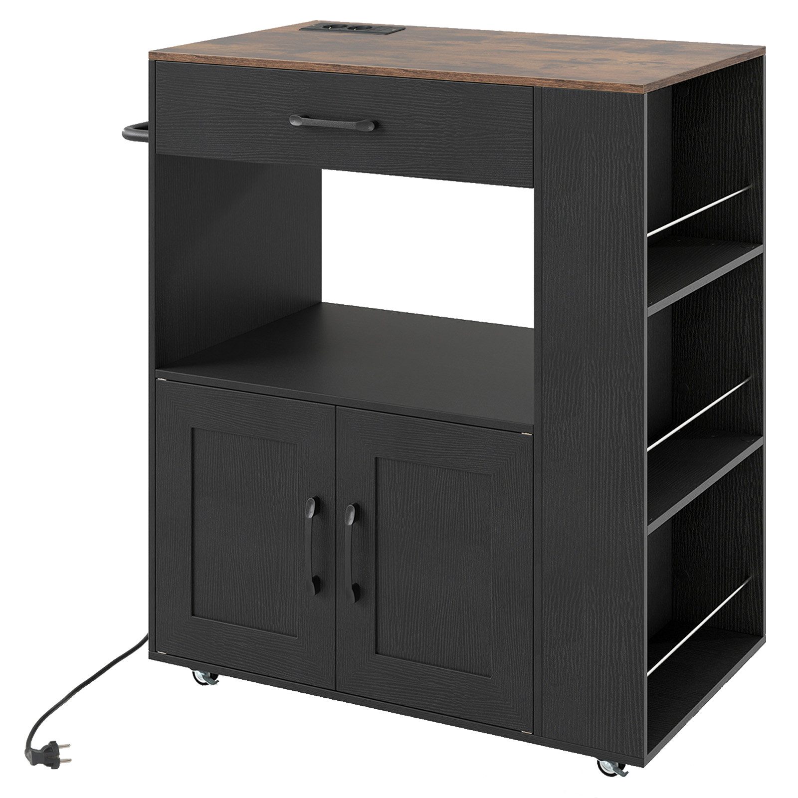 COSTWAY Küchenwagen, Mit integrierte Ladestation, beidseitig offenes Fach