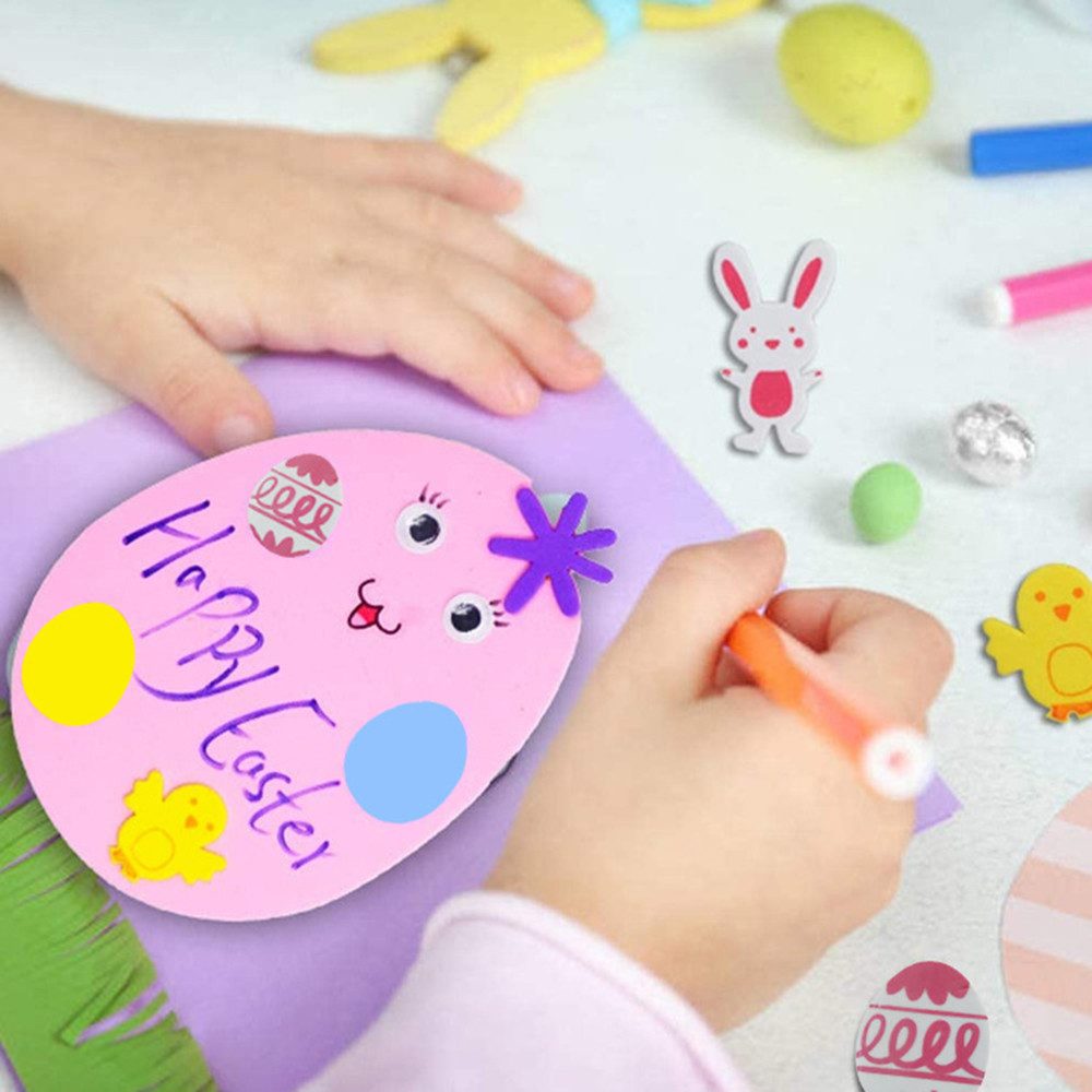 CLTYQ Osterei Ostereier Bastelset für Kinder Ostern Anhänger Deko, Ostern Kreative Kunsthandwerk Bastelhandwerk Kreativset