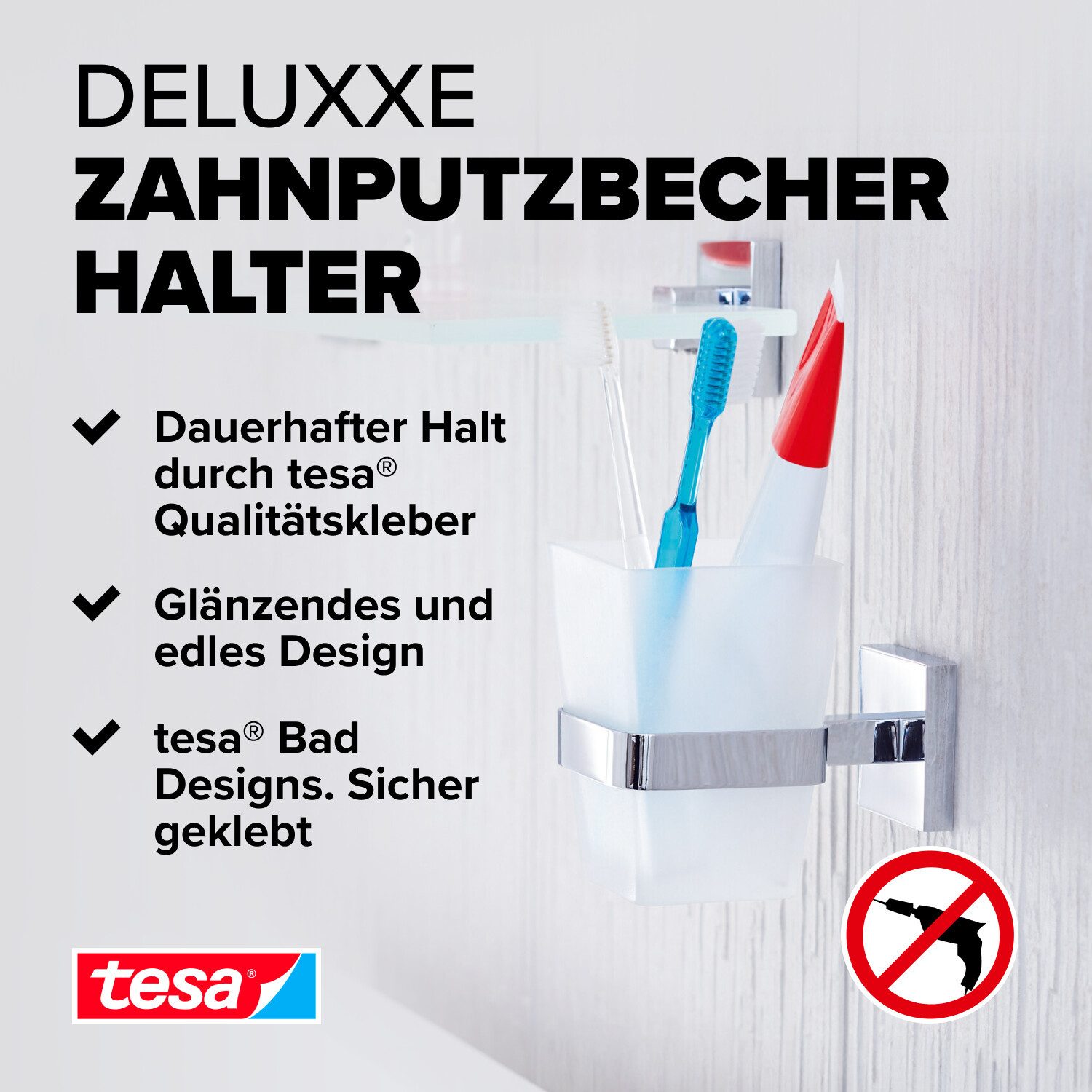 tesa Zahnputzbecher DELUXXE Zahnputzbecherhalter, (Packung, 1-St) günstig online kaufen