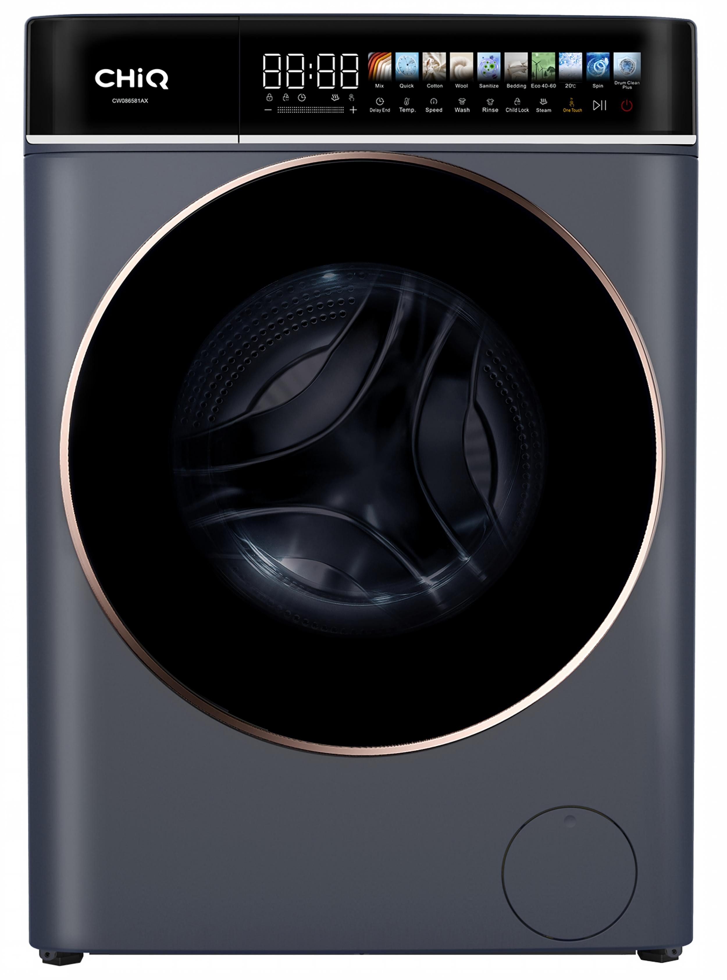 CHiQ Waschmaschine mit LED-Touch-Display CW086581AX, 8 kg, 1400 U/min, 15 Min. Schnell, EEK A-15%, 12-Jahre-Garantie auf Kompressor