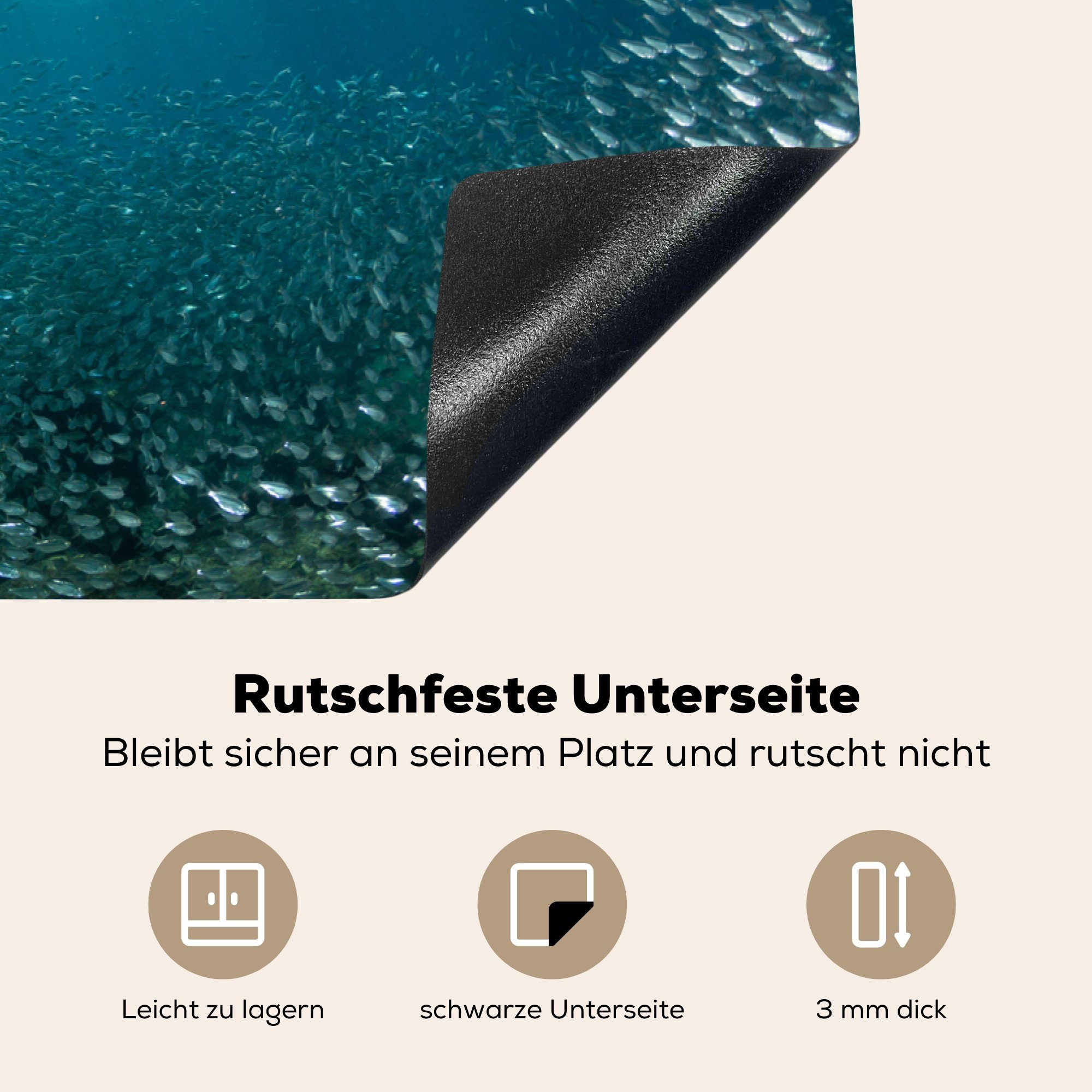 Wasser, Ceranfeldabdeckung unter für Schutz Herdblende-/Abdeckplatte die Vinyl, cm, 81x52 tlg), küche, (1 Induktionskochfeld MuchoWow Seelöwe