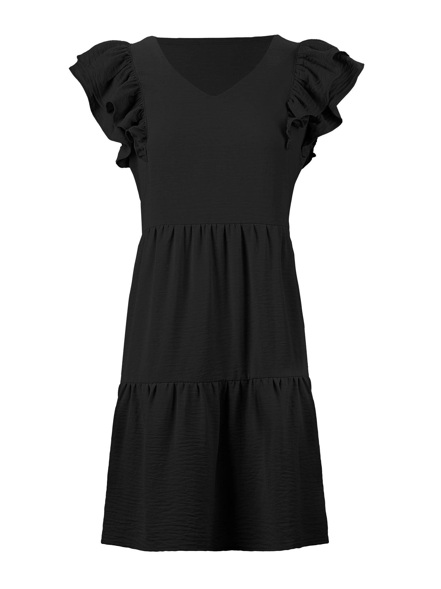 Imily Bela Minikleid Damen Niedliches Fließendes Babydoll-Kleid (Packung, 1-tlg., 1per-Pack) mit Rüschenärmeln