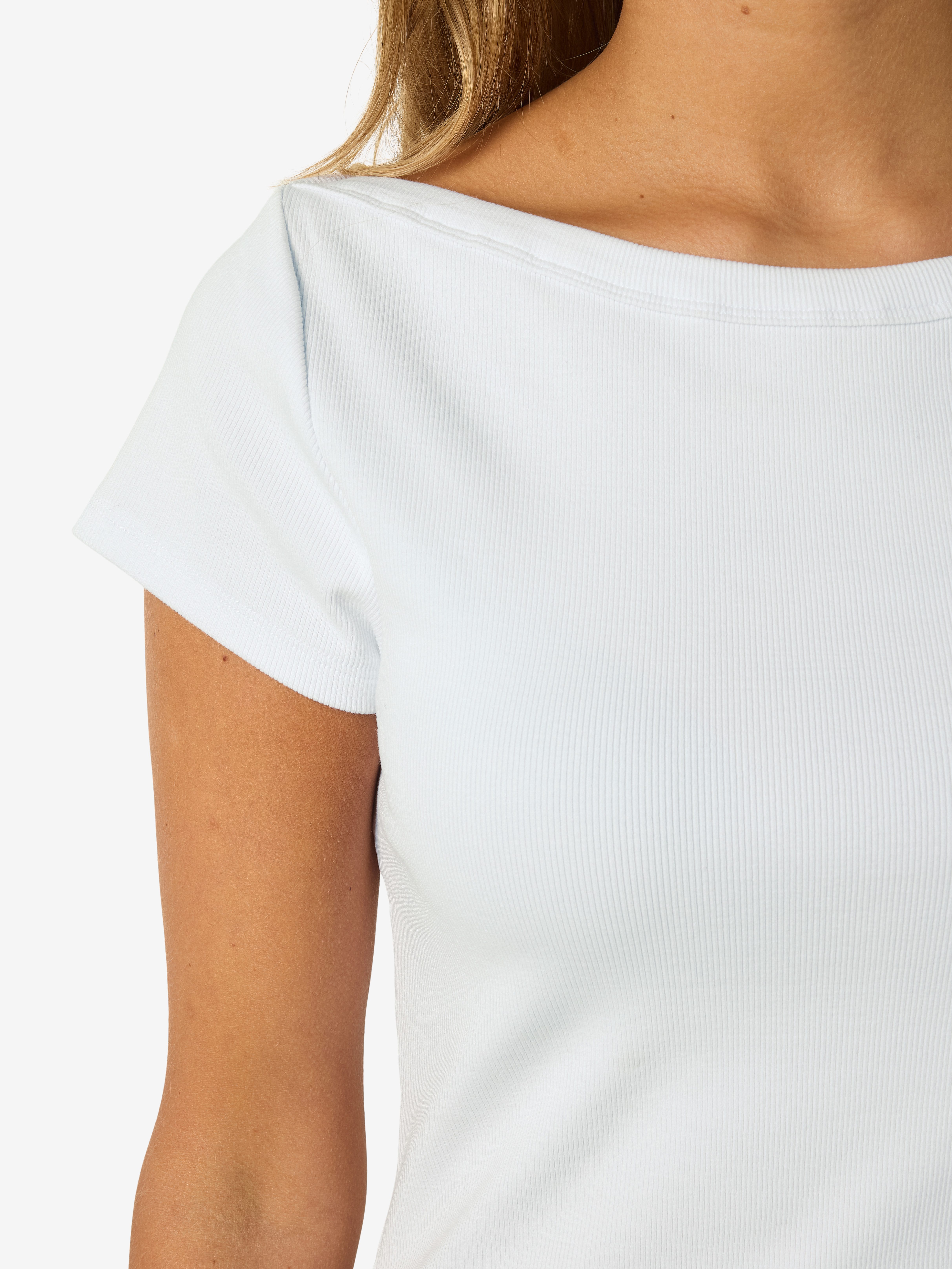 Noisy may Kurzarmshirt NMMAYA S/S BOATNECK TOP NOOS Baumwollmischung, regular fit
