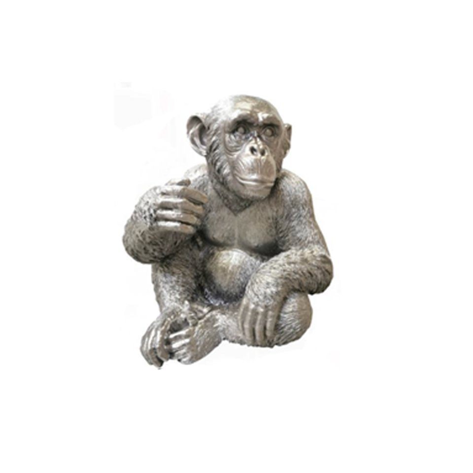 50cm abstrakte figur silber moderne Dekofigur affe JVmoebel neu statuen figuren bemalt
