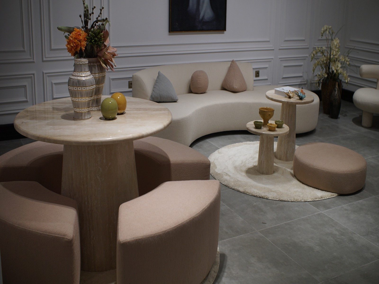 Xlmoebel Sofa Beige Wohnzimmer Sitzgarnitur mit 4 Bänken und Couchtischen, 11 Teile, Made in Europa