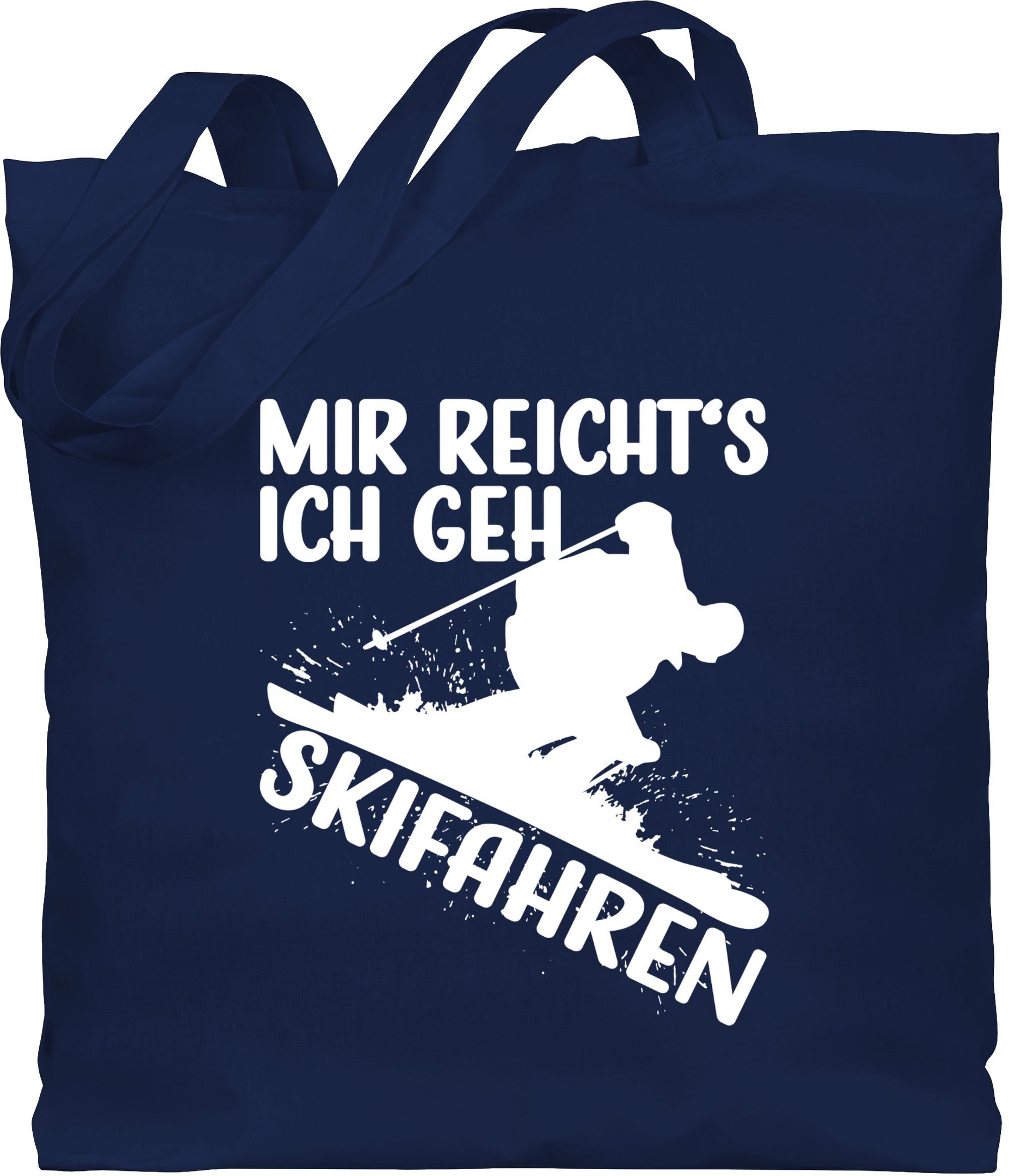 Umhängetasche Snowboard, Skifahren Shirtracer mehr reicht's - 3 weiß, Blau Ski geh Navy ich Mir und