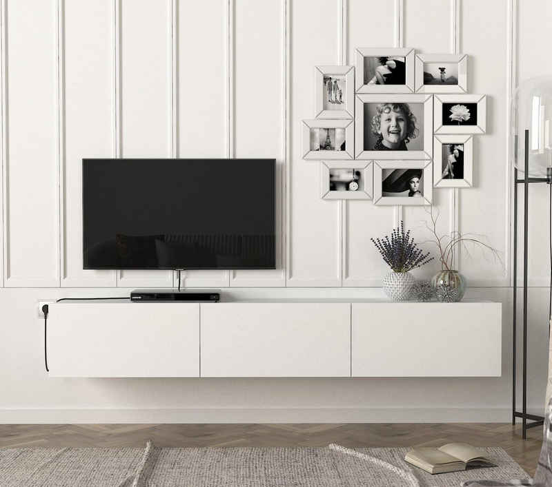 moebel17 TV-Regal TV Lowboard Hängend Damla Weiß, modernes TV Lowboard in Weiß