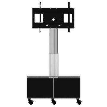 Celexon Display-Rollwagen Adjust-4286MS mit Schrank - 50cm Hub TV-Wandhalterung, (bis 86 Zoll, elektrisch höhenverstellbar, max VESA 800 x 600, schwarz/silber)