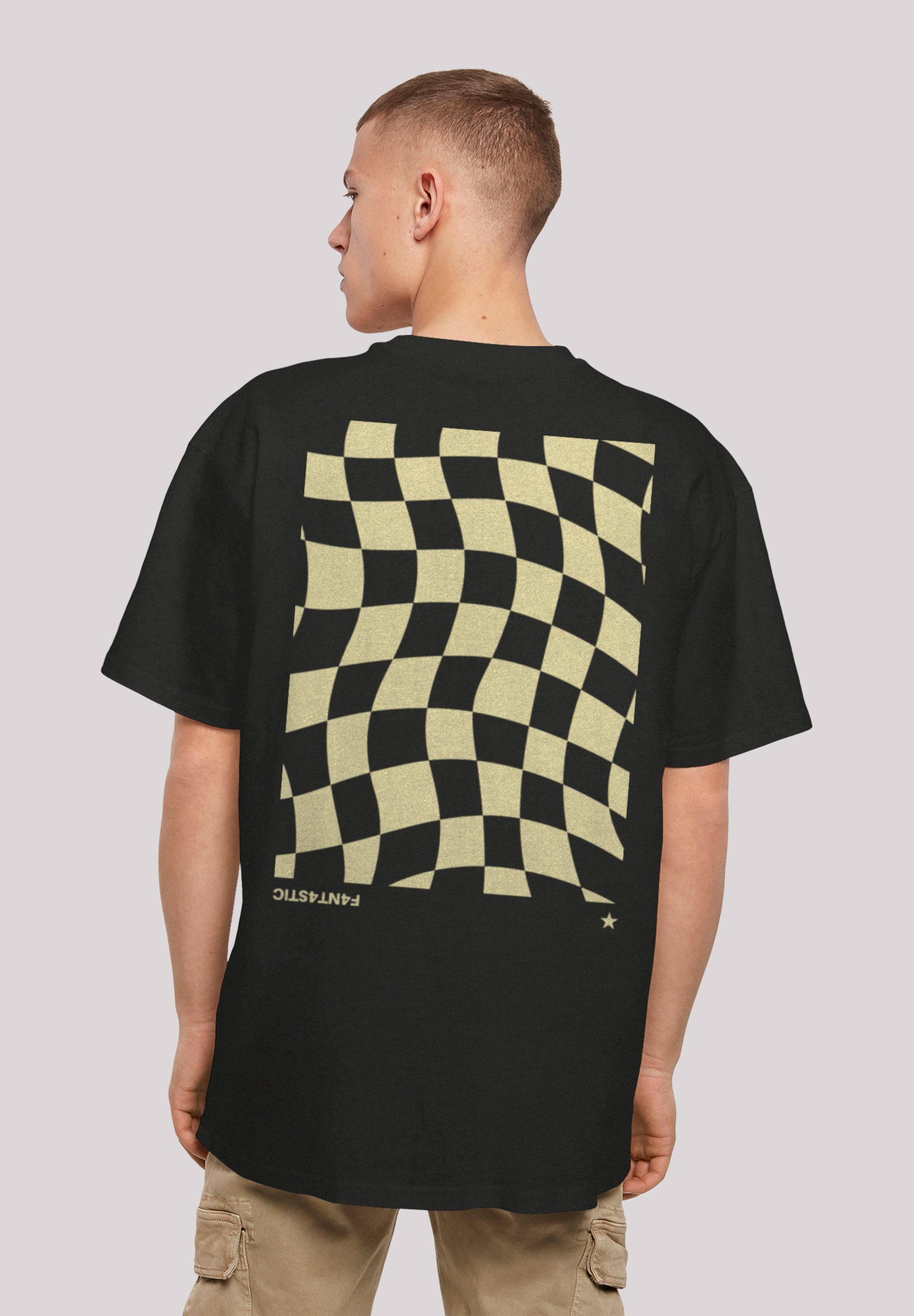 F4NT4STIC T-Shirt Wavy Schach Muster Print schwarz