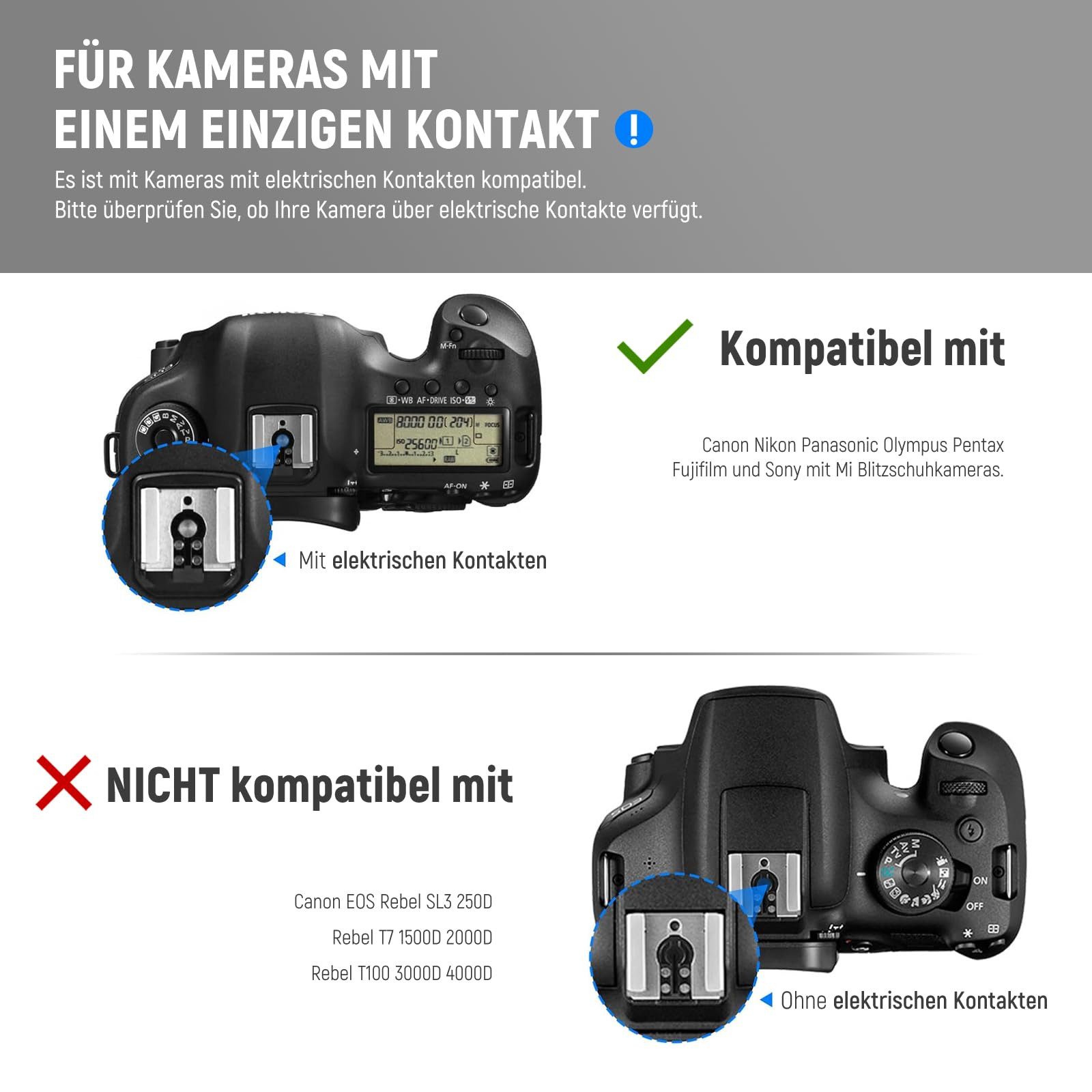 Neewer TT560 Blitz für Canon, Sony, Nikon DSLR mit Tasche & Zubehör Blitzgerät, (eine 8 stufige Leistungsregelung)