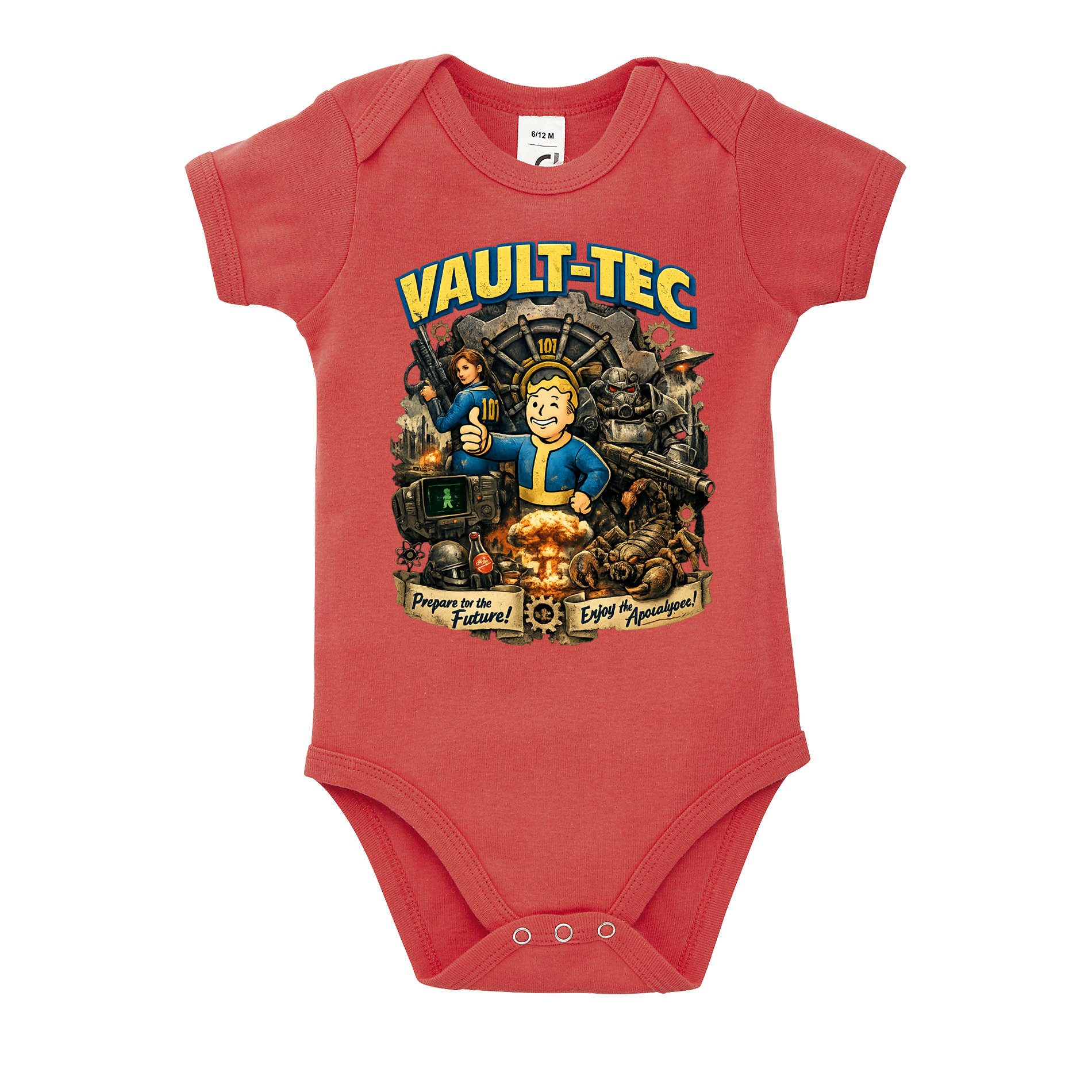 Blondie & Brownie Strampler Baby Body Retro Vault Held Comic Motiv Baumwolle Alltag Komfort (Einzelartikel) VaultHero Retro Babybody Komfortfit
