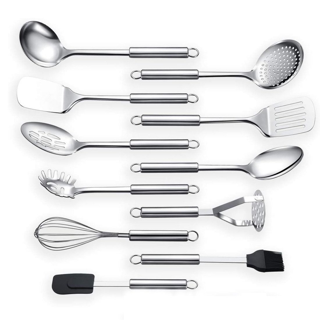 Refined Living Kochbesteck-Set 11-teiliges Edelstahl-Küchengerät Set Küchenhelfer Kochgeschirr (Spar-Set, 11-tlg.Kochzubehör, Küchenhelfer, Bestecksets zum Kochen, Hitzebständig, Langlebig, Hochwertige Konstruktion, küchenutensilien, küchengeräte, 11-tlg.