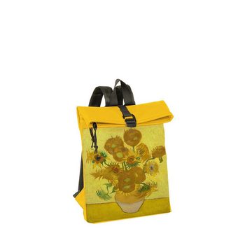 NEW REBELS Cityrucksack kleiner Roll Up RollTop Kurier Rucksack Los Angeles Sunflowers, wunderschönes Sonnenblumen Motiv, wasserabweisend