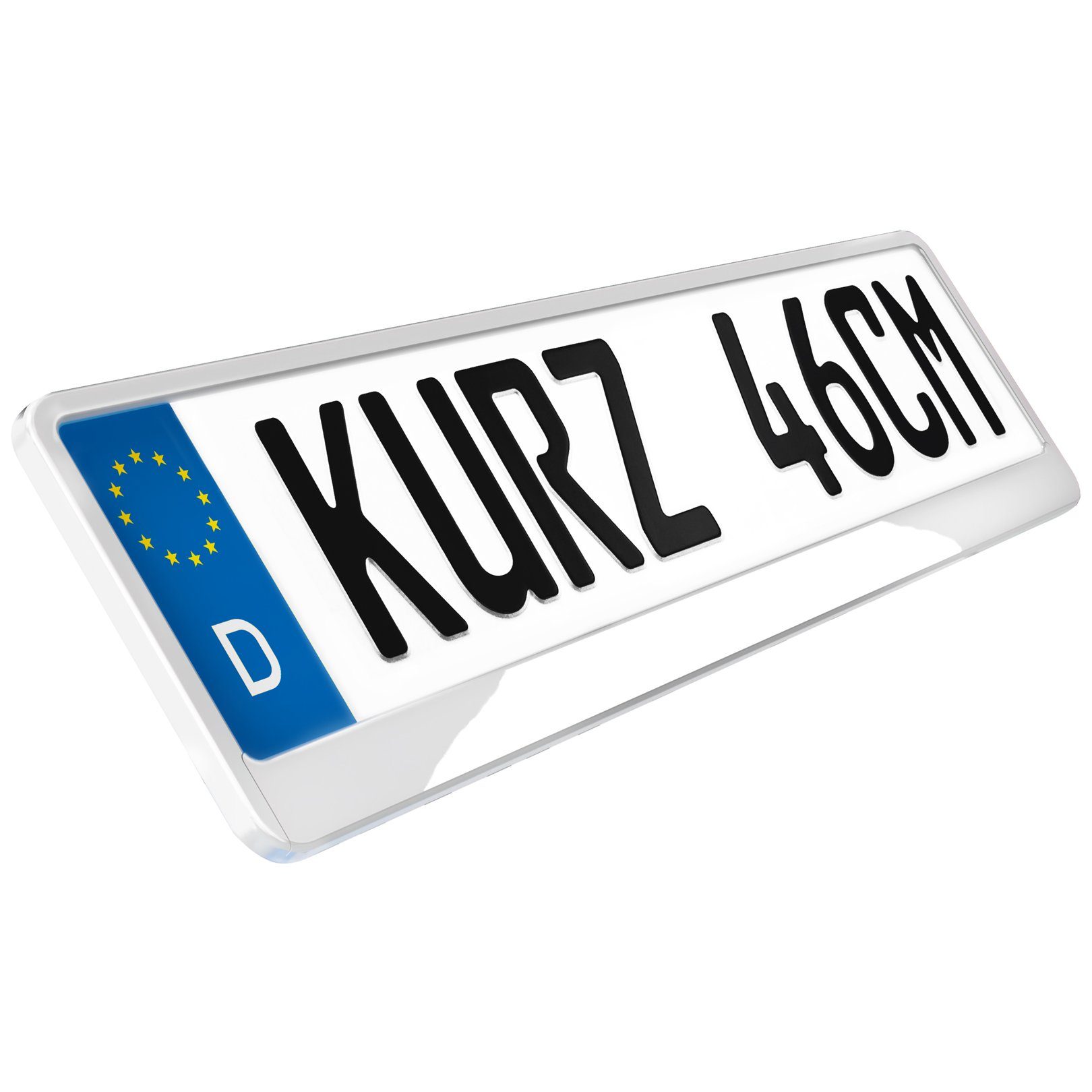 L & P Car Design Kennzeichenhalter für Auto 46 cm in Weiß Hochglanz für kurze Kennzeichen, (2 Stück)