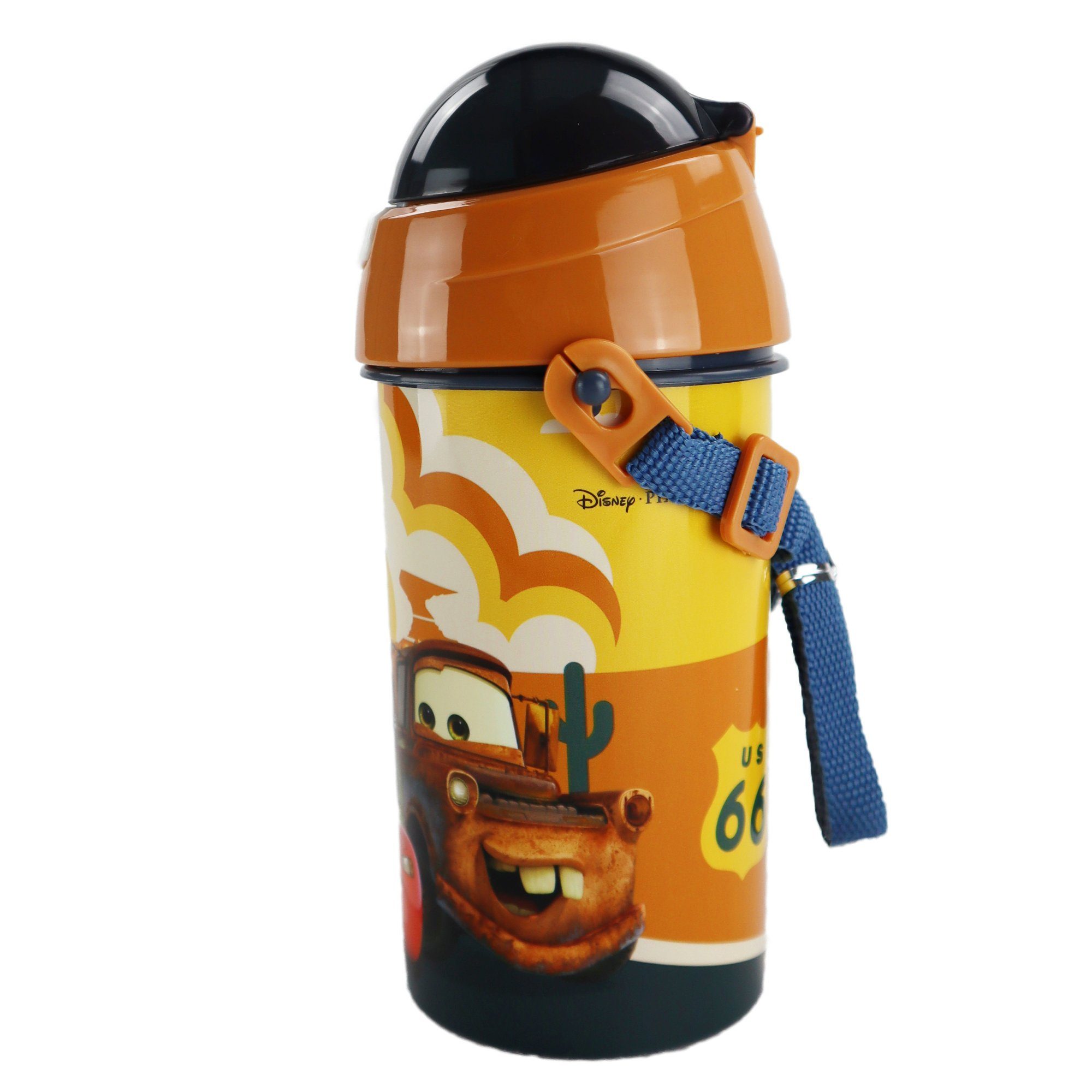 Trinkflasche und Trinkhalm mit Tragegurt Cars Lightning Disney Flasche 500 integriertem McQueen ml Wasserflasche, Disney