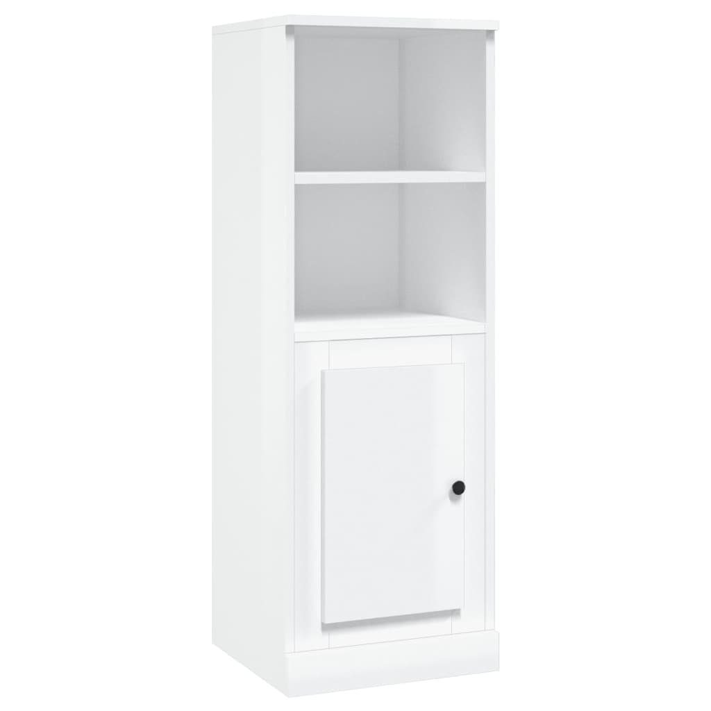 furnicato Highboard Sideboard 36 x 35,5 x 103,5 cm Hochglanz-Weiß aus Holzwerkstoff (1 St), Stabile Kommode mit viel Stauraum und inkludierter Wandhalterung