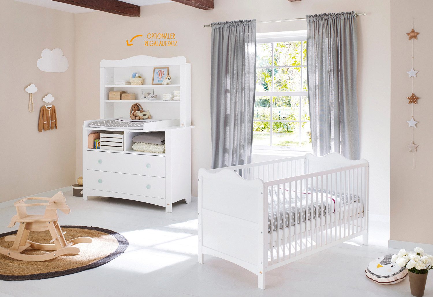 Pinolino® Babymöbel-Set Kinderzimmer-Set 'Florentina' extrabreit inkl. extrabreitem Regala…