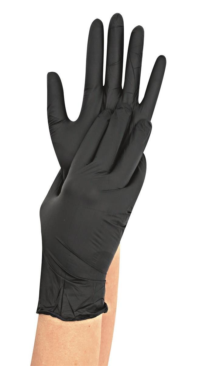 HYGONORM Baumwollhandschuhe 200er Nitrilhandschuhe Safe Fit schwarz Gr. 8/M puderfrei