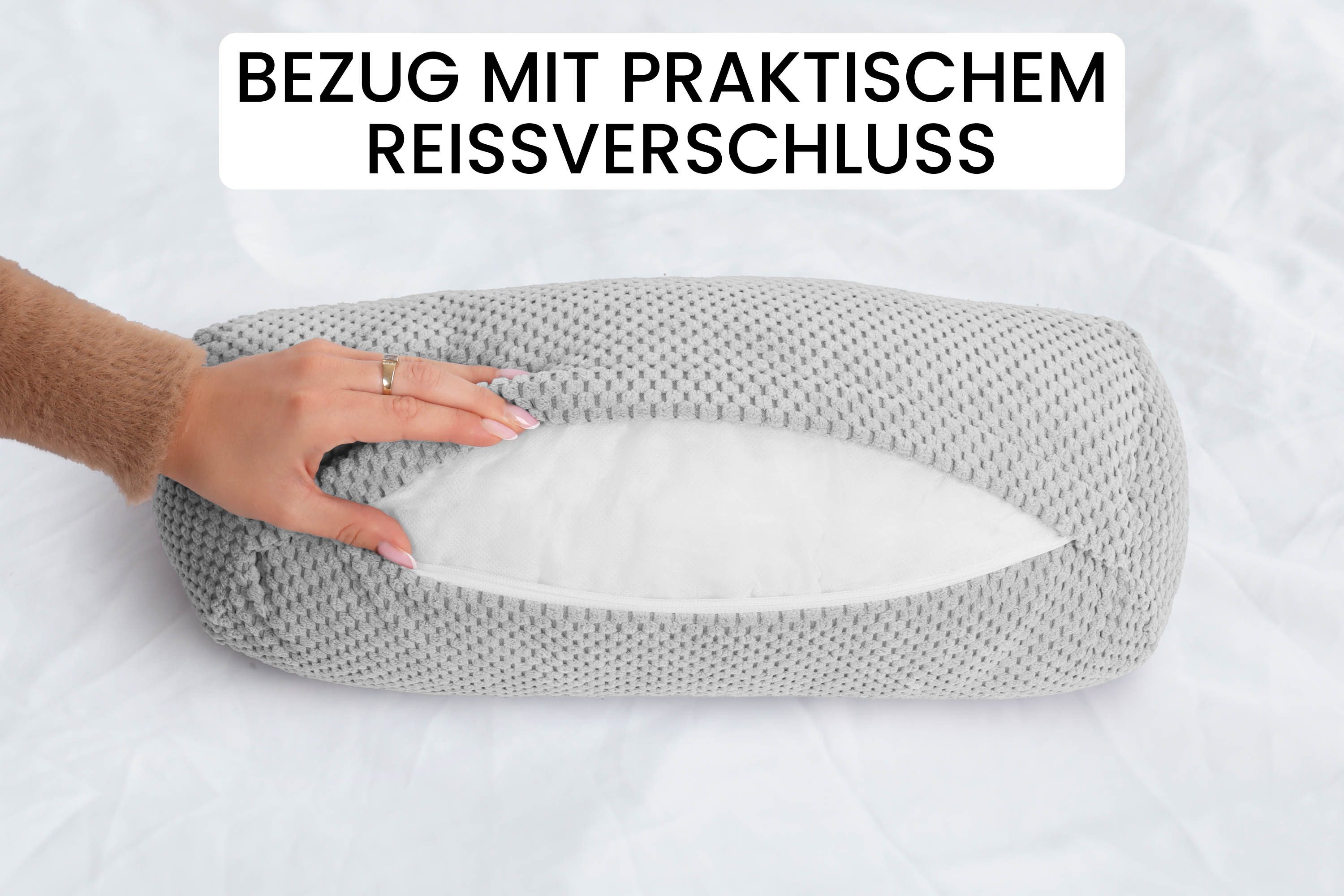 Amilian Nackenrolle 15x40 cm Nackenrollenbezug & Bettrolle - weiche Kissenrolle XXL, Kissen mit Bezug, Bettrolle mit abnehmbarem Bezug, abnehmbar, formstabil, waschbar 30°C