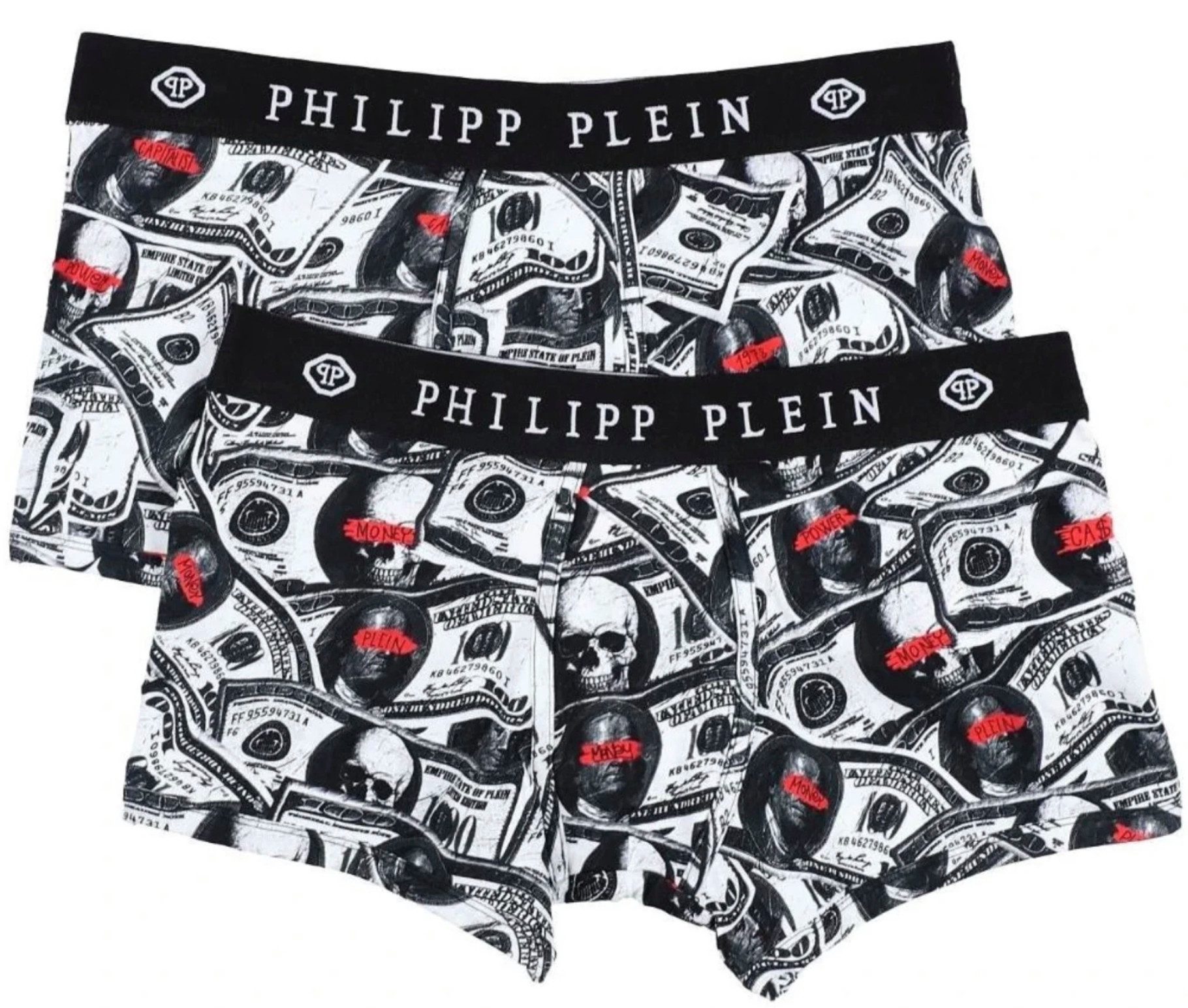 PHILIPP PLEIN Boxershorts Herren Unterwäsche 2er Pack Dollar Boxer Hose Rock’n’Roll trifft auf High-End-Komfort