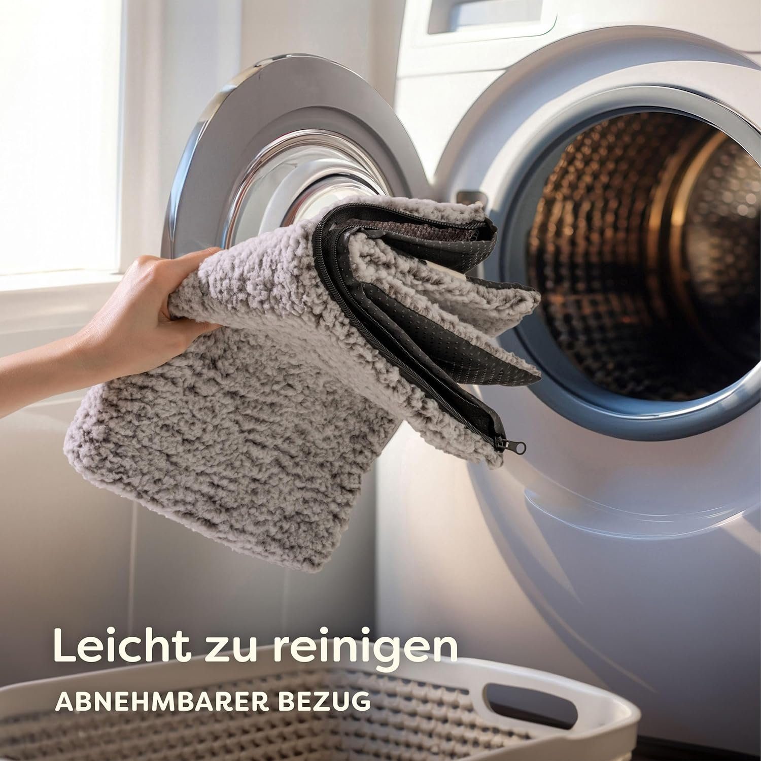 Knupis Tierdecke Selbstheizende Haustierdecke Grau 60x45cm, rutschfest & waschbar, Weich & kuschelige Katzendecke - Geräuschdämpfung - Waschbarer Bezug – Bild 5 von 5
