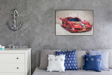 KUNSTLOFT Gemälde Red Flash 90x60 cm, Leinwandbild 100% HANDGEMALT Wandbild Wohnzimmer